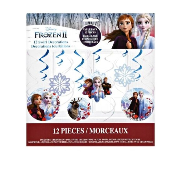 NEW Disney Frozen II Party Decoration Pack of 12 Swirl Hanging Decorations - Picture 1 of 5